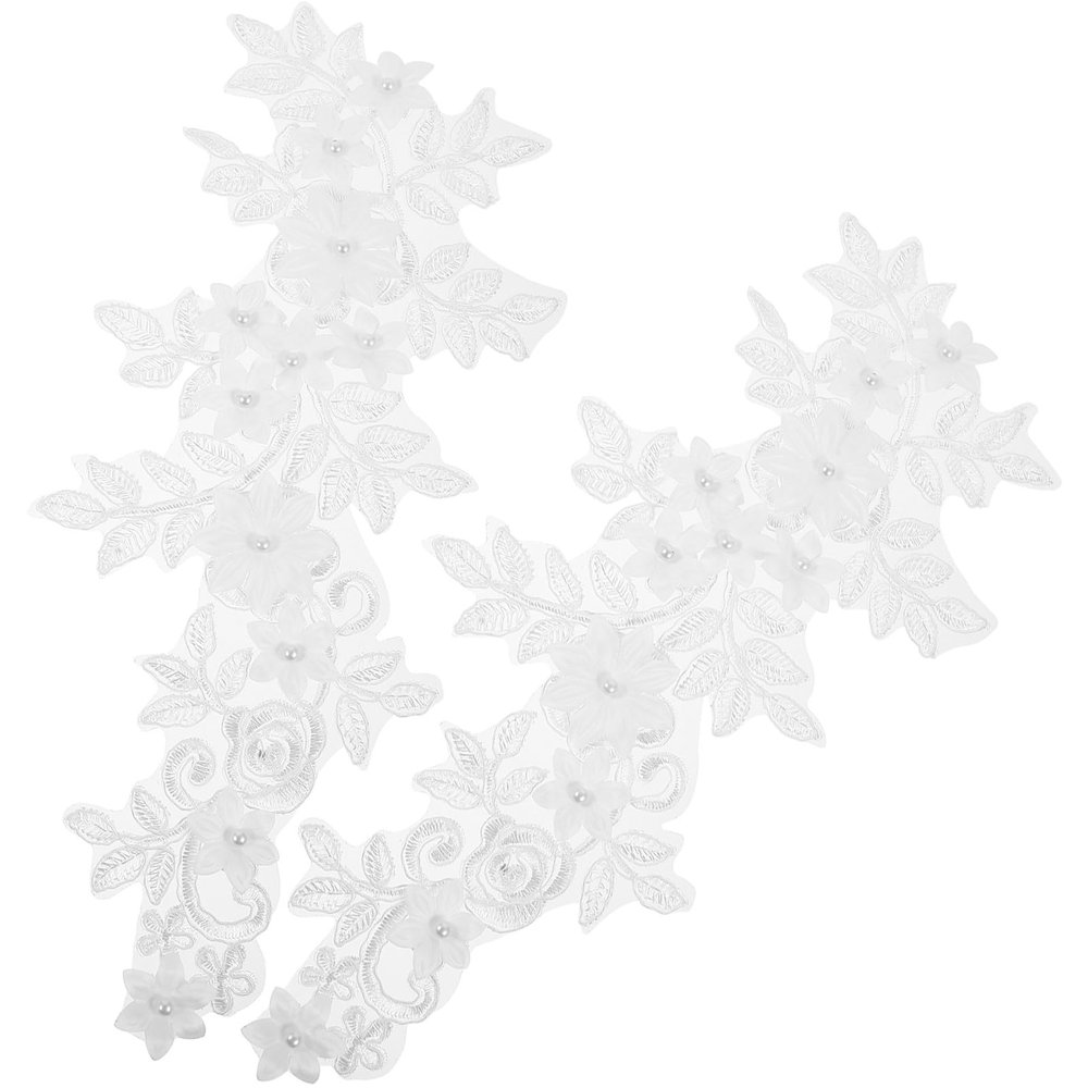 EXAOMBLE 1 Pair White Lace Flower Appliqués