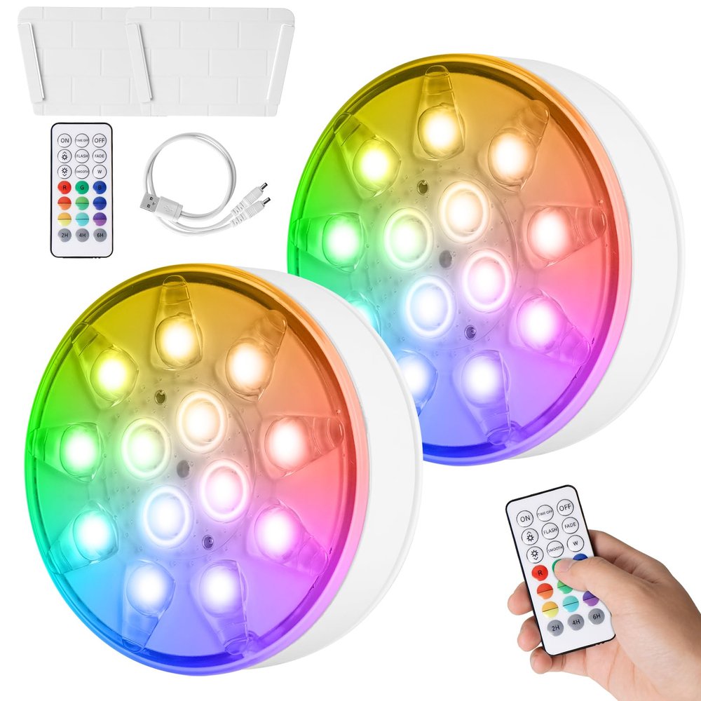2-Pack Underwater LED Pool Lights with Remote