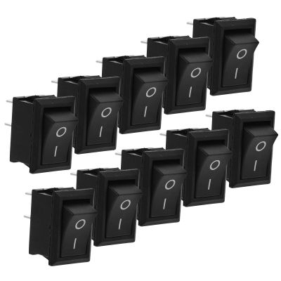10-Pack KCD1-101 Rocker Switches, 6A 250V, Plastic, Black
