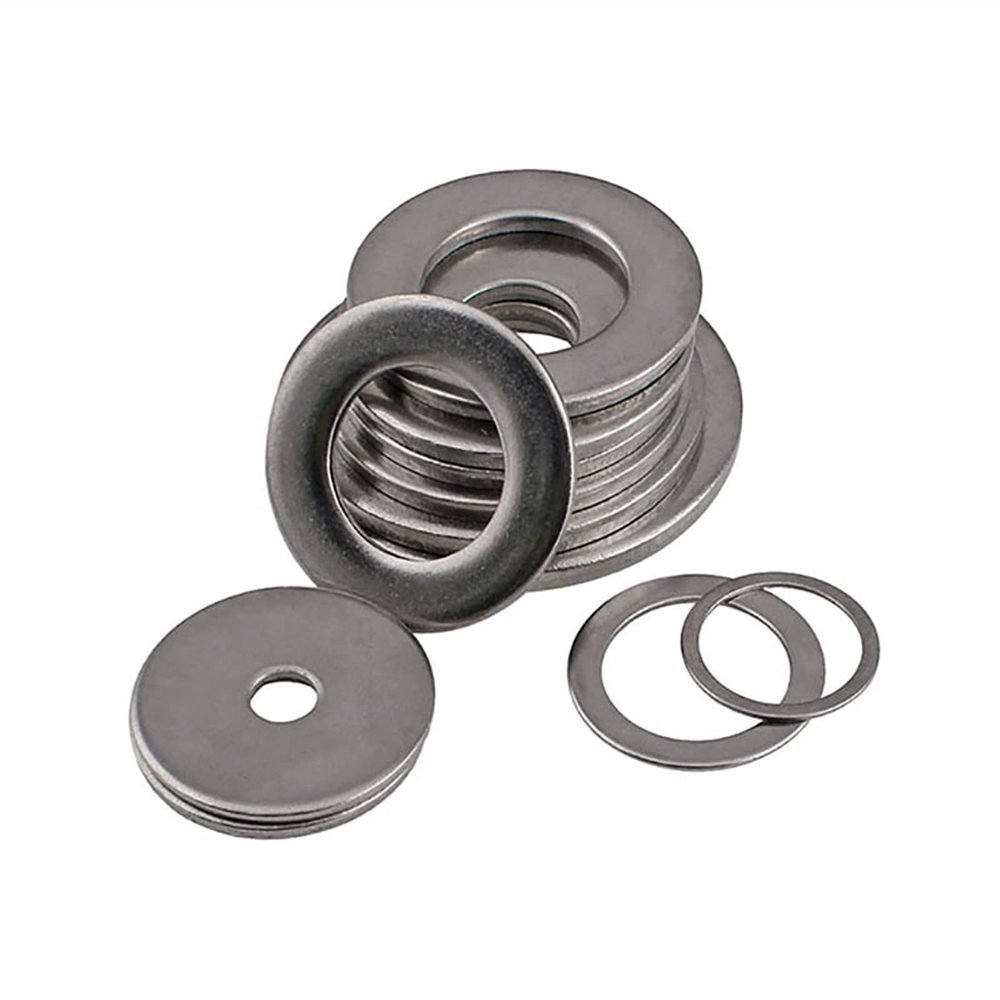 304 Stainless Steel Flat Washers for Screws, M3–M20 (50 pcs M6 × 12 × 0.5)