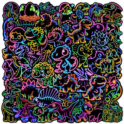 Ovanda Dinosaur Neon Sticker Set