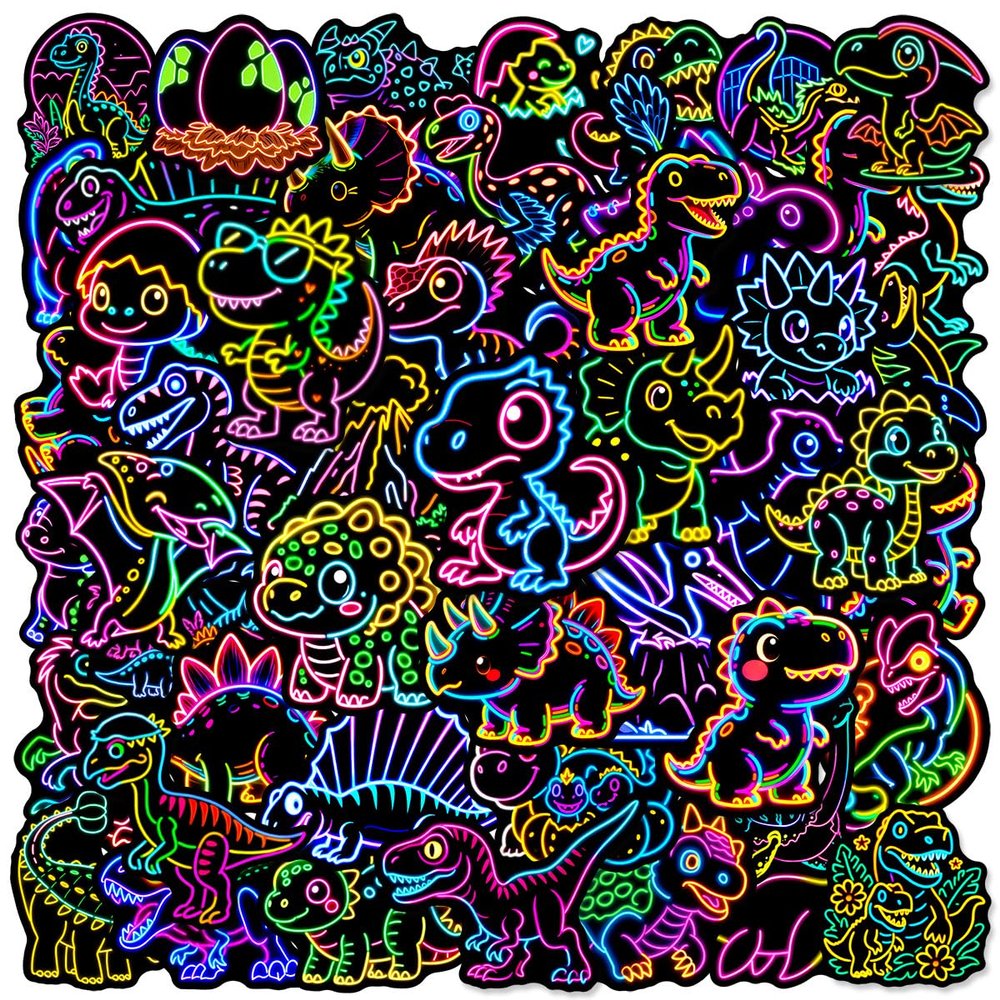 Ovanda Dinosaur Neon Sticker Set