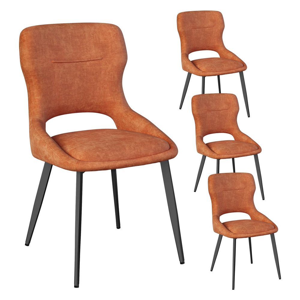 WOLTU Set of 4 Upholstered Dining Chairs with Cutout Backrest, Velvet
