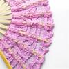EBZFASO Women's Folding Hand Fan with Bamboo Handle, Lace, Embroidery and Tassel (Light Blue) view 3