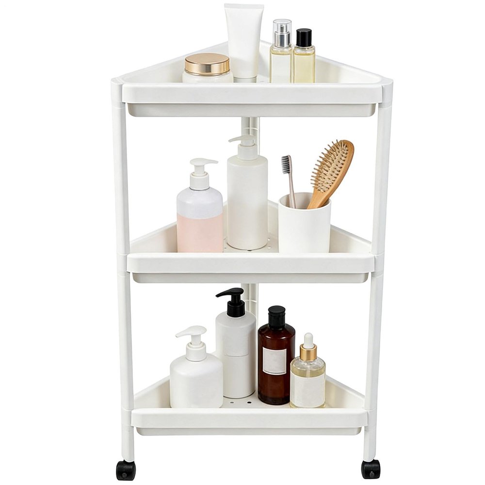 Space-Saving Mobile Corner Shelf with Casters