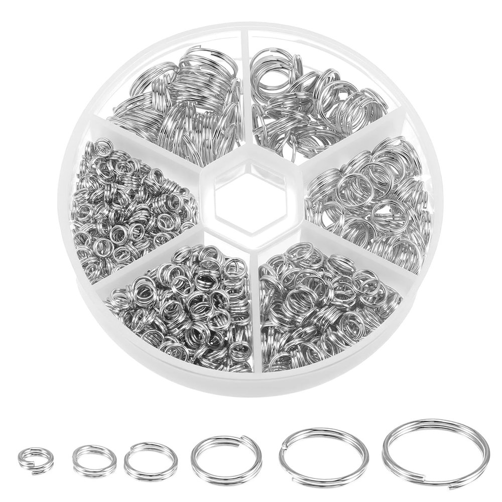SULIKJHUI 690 Pcs Silver Mini Key Rings