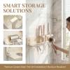 HonorHut Wall-Mounted Hair Dryer and Flat Iron Holder, Cream White view 2