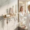 HonorHut Wall-Mounted Hair Dryer and Flat Iron Holder, Cream White view 3