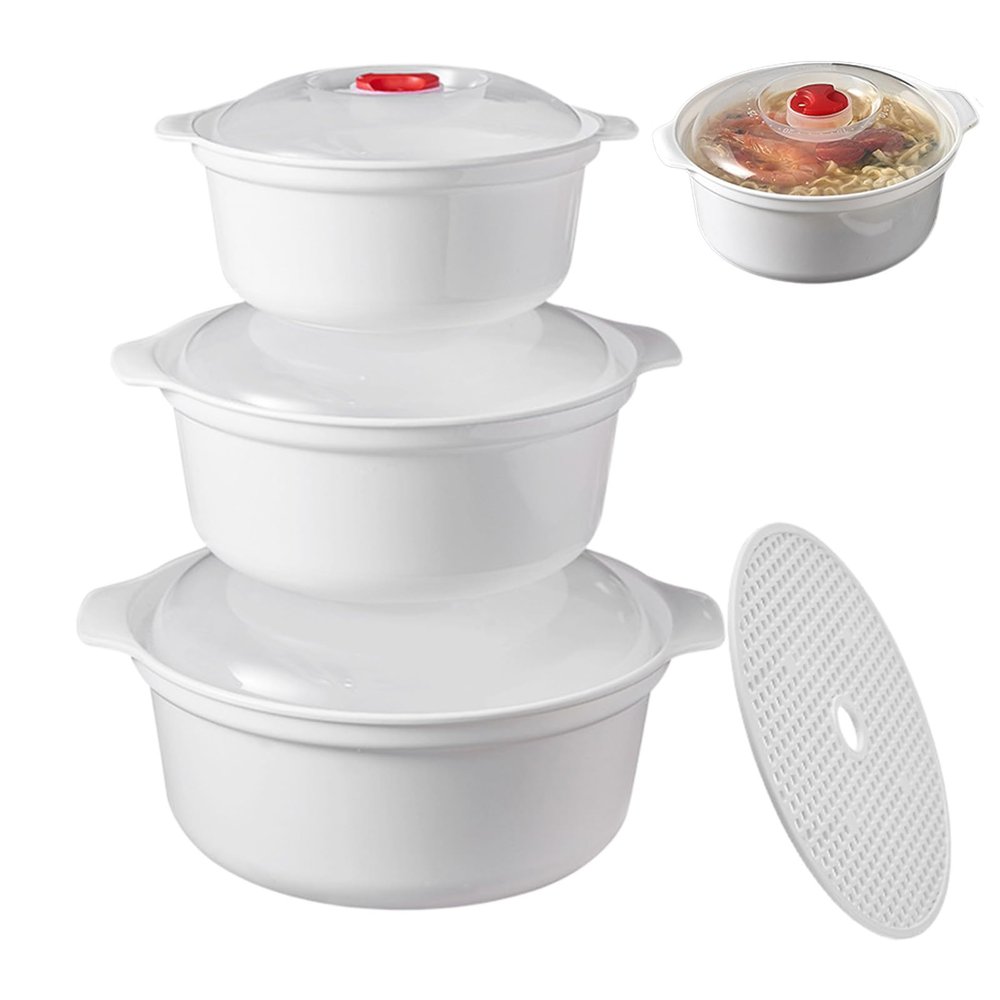 AXVRAV 3-Piece Microwave Container Set with Lids, 900/1600/2400 mL
