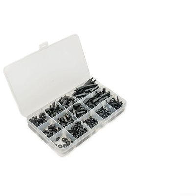320-Piece Black Nylon M3 Hex Standoff Set with Screws, Nuts and Washers