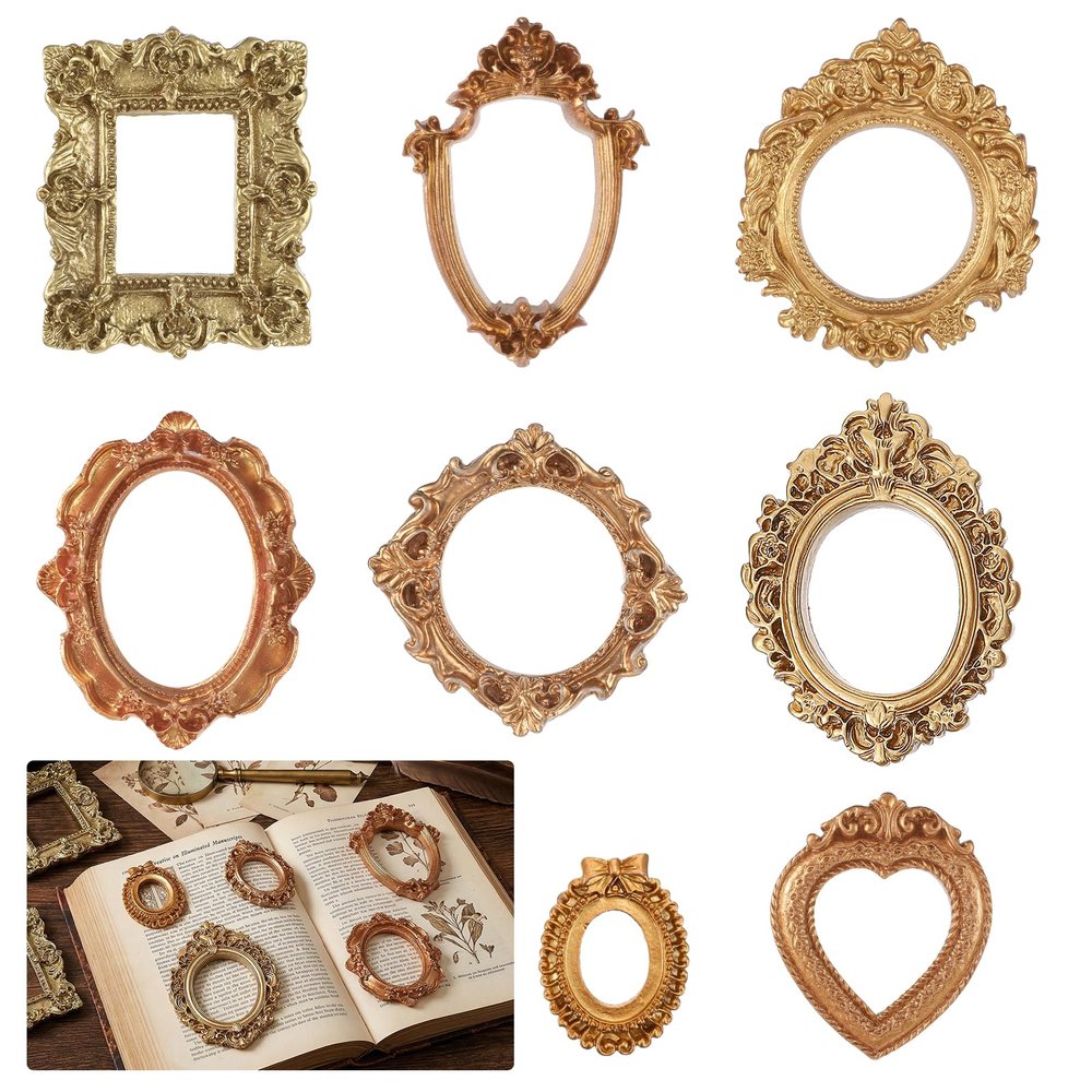 Ouligay 8-Pack Mini Gold Vintage Picture Frames