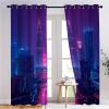 Petronas Twin Towers Purple Night Blackout Curtains, City Photography Sliding Panels, W132 x H240 cm, 2 Panels view 3