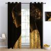 Gold-Toned Silhouette Blackout Curtains, Female Silhouette Bedroom Panels, Modern Portrait Design, 117 x 138 cm, 2 Panels view 1