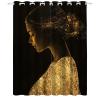 Gold-Toned Silhouette Blackout Curtains, Female Silhouette Bedroom Panels, Modern Portrait Design, 117 x 138 cm, 2 Panels view 2