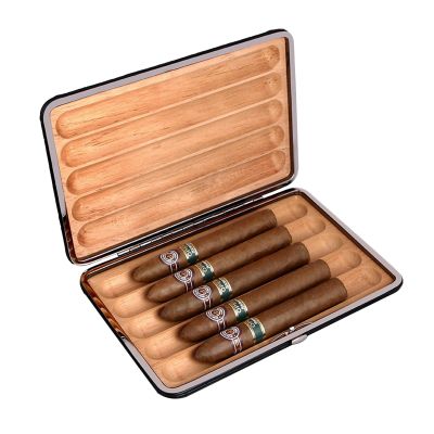 SDFSDE Travel Cigar Humidor, Cedar-Lined Leather Cigar Case, Vintage Cigar Box for Men, Holds 3/4/5 Cigars (5 Cigars)
