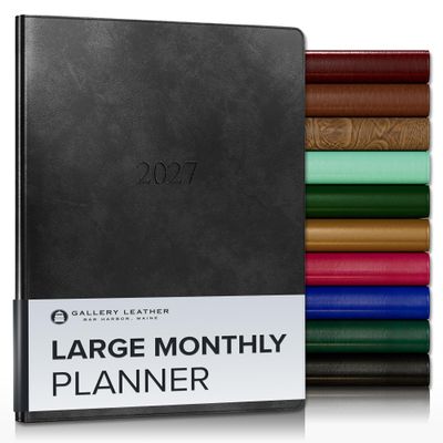 Gallery Leather Large Monthly Planner 2026–2027, Acadia Black