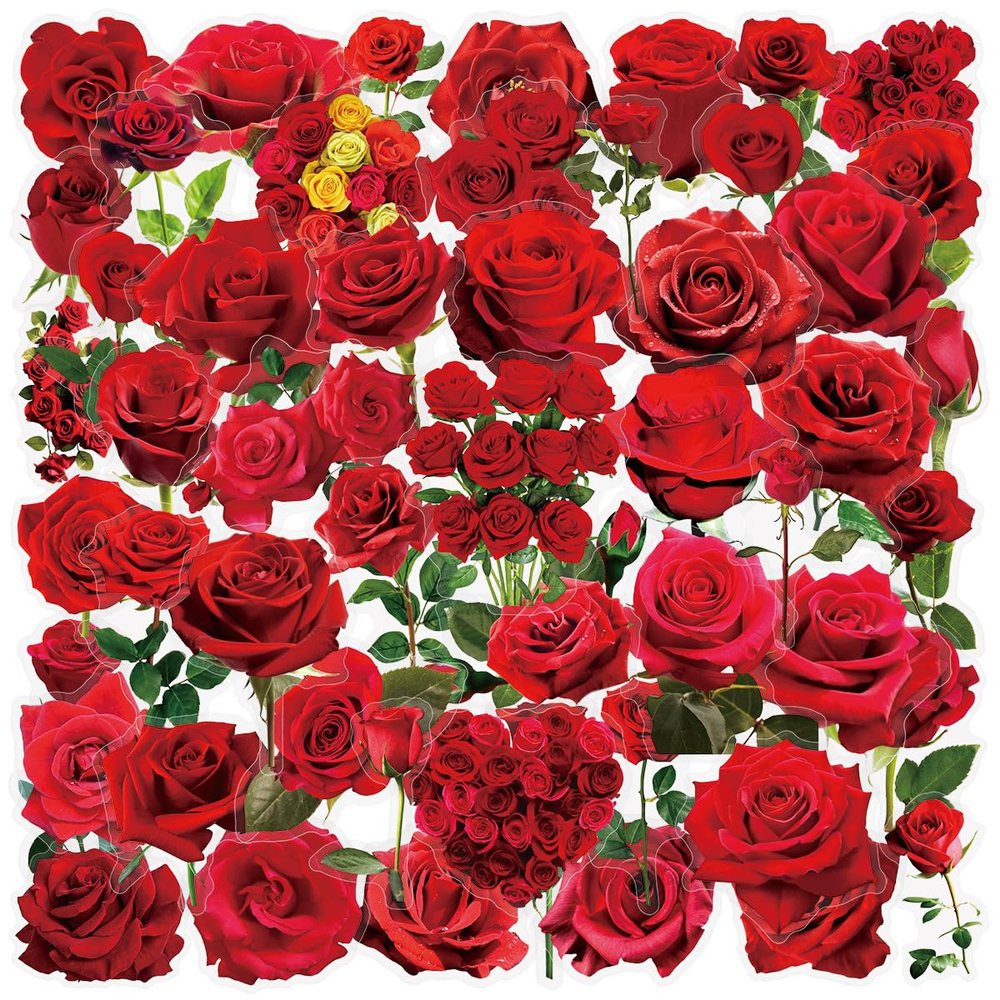 Ovanda 50 Transparent Rose Stickers for Weddings