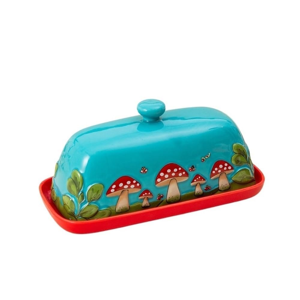 CHENGAIJIAN Ceramic Butter Dish with Lid, Green