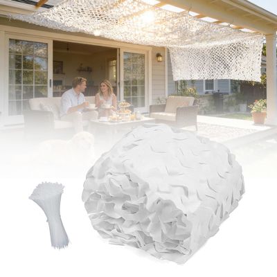 Patio Camouflage Net, 2x2m to 12x20m, Outdoor Shade and Sun Protection Net for Garden, Camping, Hunting and Decoration (White, 12m x 13.0m)