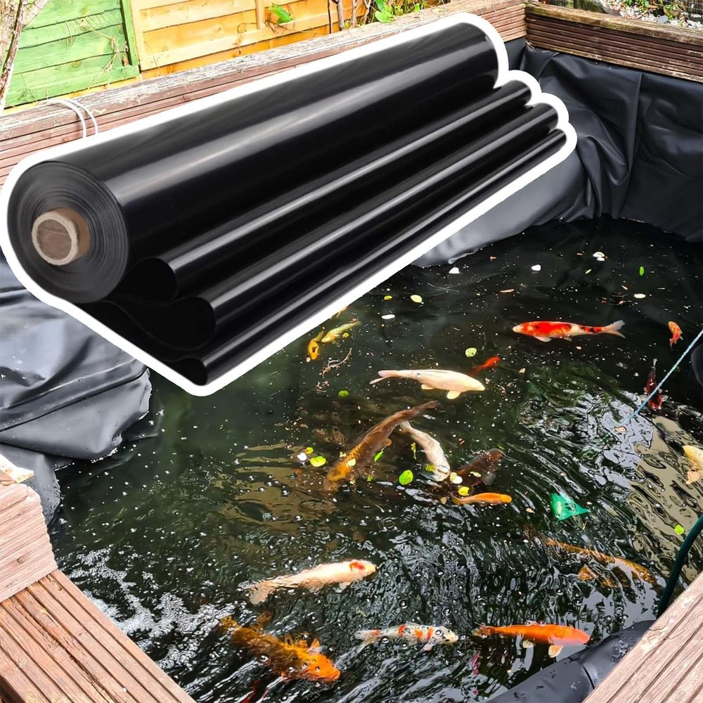 High-Quality Black Pond Liner, Preformed Rubber Underlay for Koi Ponds, Garden Ponds, Water Features, Streams and Fountains (3 x 4 m)