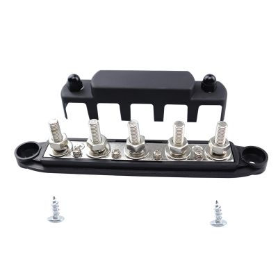 Generic Power Distribution Block, 48 V, 300 A, Busbar for Marine Trailers and RVs, Black, M10