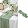 Kujinova Cheesecloth Table Runner, Sage Green, 90 x 300 cm view 1
