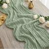 Kujinova Cheesecloth Table Runner, Sage Green, 90 x 300 cm view 3