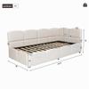 Xwiny 90 x 200 cm Upholstered Storage Bed with USB-A/USB-C, Beige Velvet (No Mattress) view 2