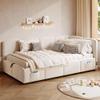 Xwiny 90 x 200 cm Upholstered Storage Bed with USB-A/USB-C, Beige Velvet (No Mattress) view 3