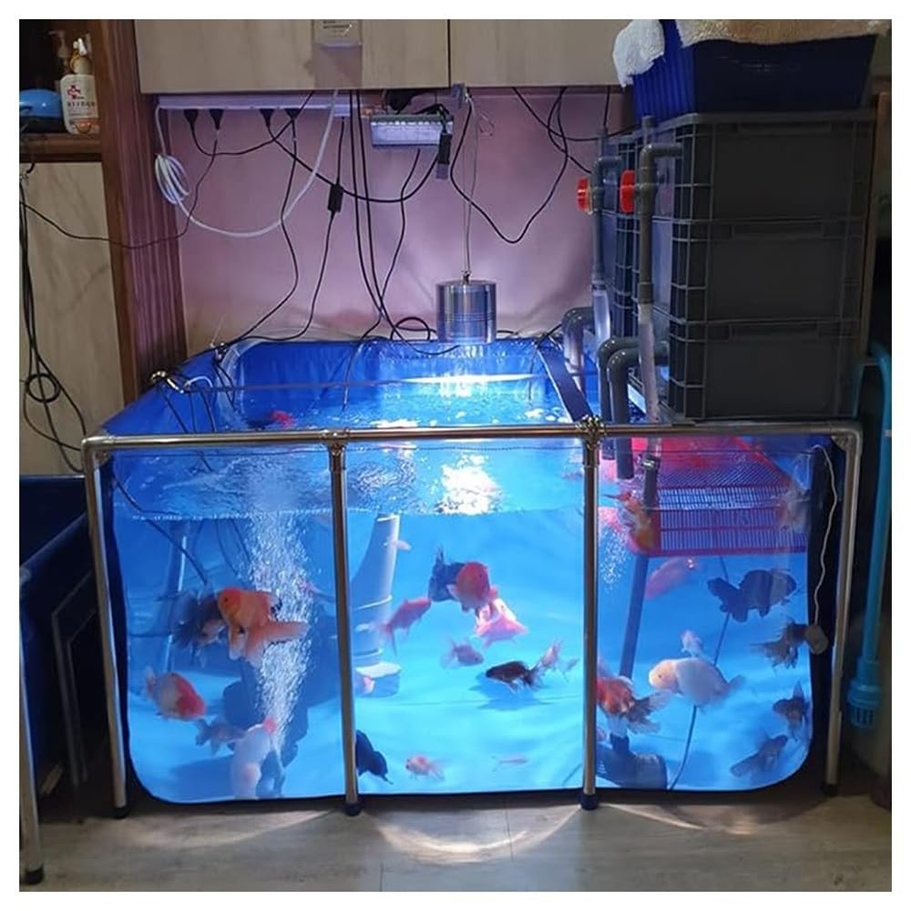 Above-Ground Koi Pond with Clear Viewing Window & Drain Valve, PVC Liner & Steel Frame for Easy Setup, Ideal for Fish & Turtles