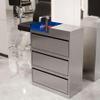 Bedroom Dresser Cabinet, Stainless Steel Salon Cabinet with Hair Dryer Holder, 3-Drawer Storage Cabinet, Blue, 50 x 30 x 80 cm view 1