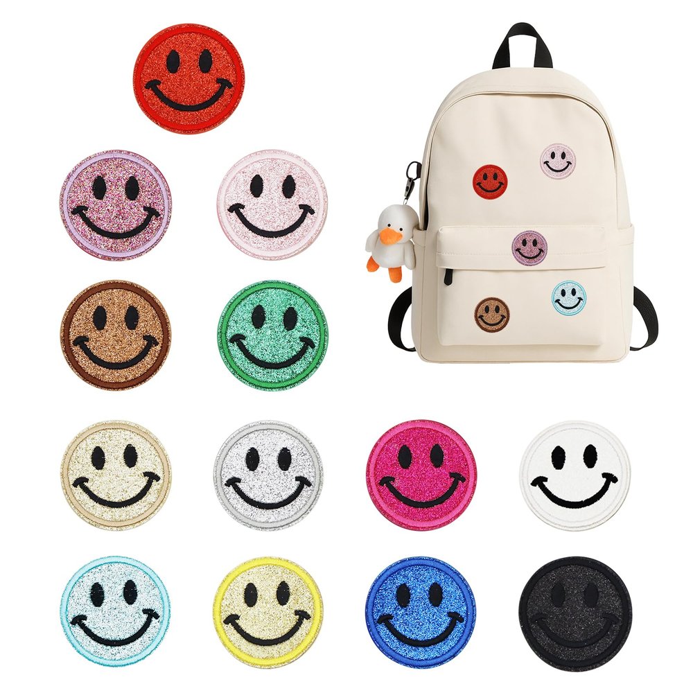 13 Pack Smiley Iron-On Patches