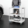 Czyurachel 3-Tier Workshop Cart, Stainless Steel Tool Trolley with Wheels (2 Locking), Silver, 66 x 35 x 71 cm view 2