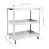Czyurachel 3-Tier Workshop Cart, Stainless Steel Tool Trolley with Wheels (2 Locking), Silver, 66 x 35 x 71 cm view 4