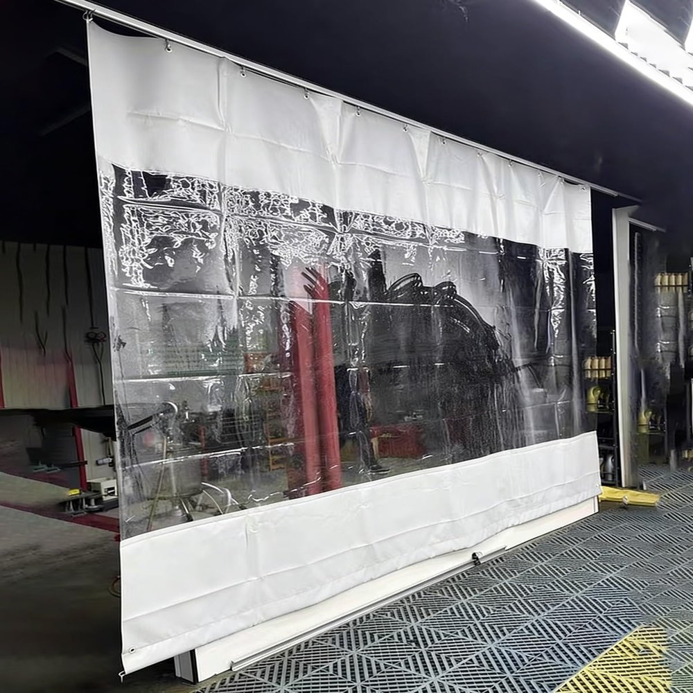Waterproof Roll-Up Garage Door Curtain, Transparent, 250 x 230 cm