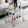 Folding Bar Cart with Wheels and Handle, Versatile Serving Cart for Drinks, Kitchen Storage, and Parties view 1