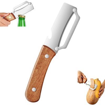 AUAUY 2-in-1 Multifunctional Vegetable Peeler with Wooden Handle