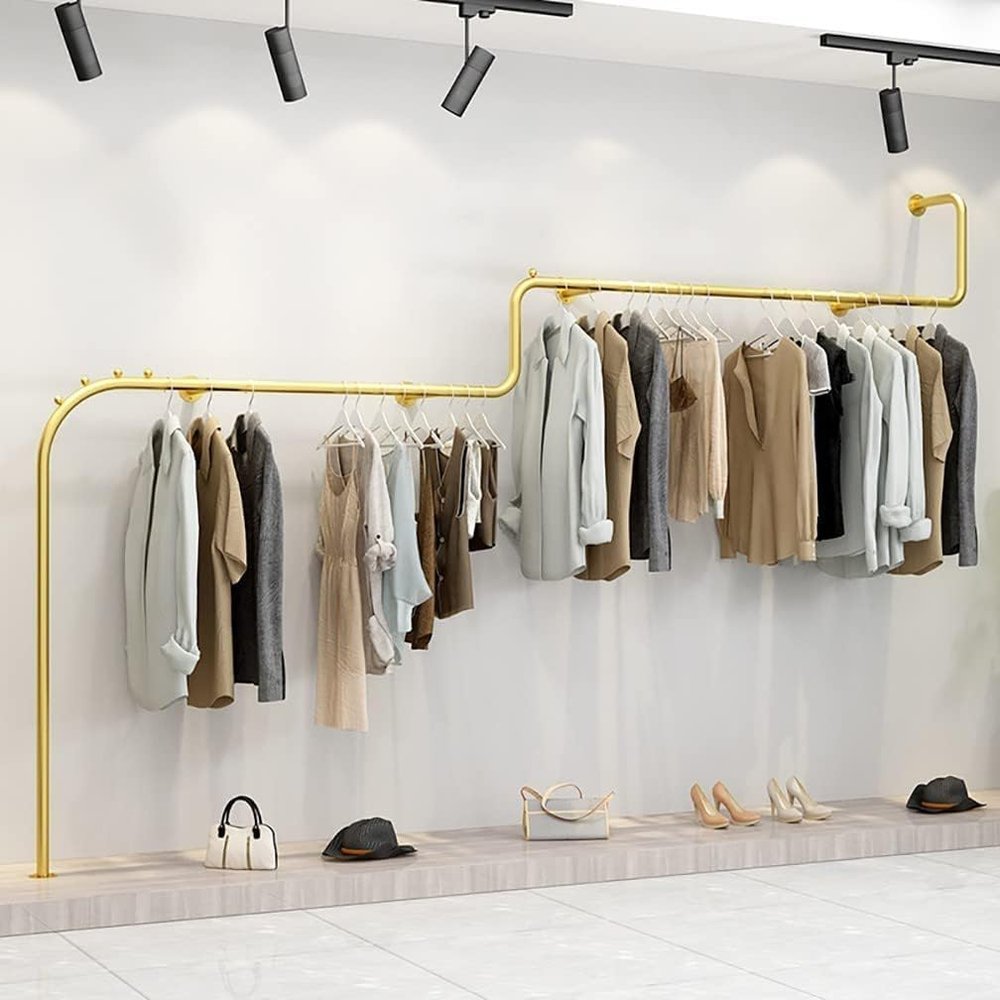 Wall-Mounted Clothing Rack with Metal Rod