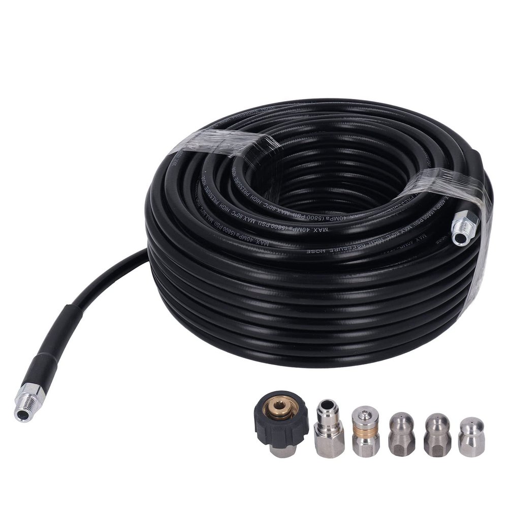 Premium Pressure Washer Sewer Jetting Kit, 100 ft Drain Cleaning Hose, 5,800 PSI, 1/4 in. NPT