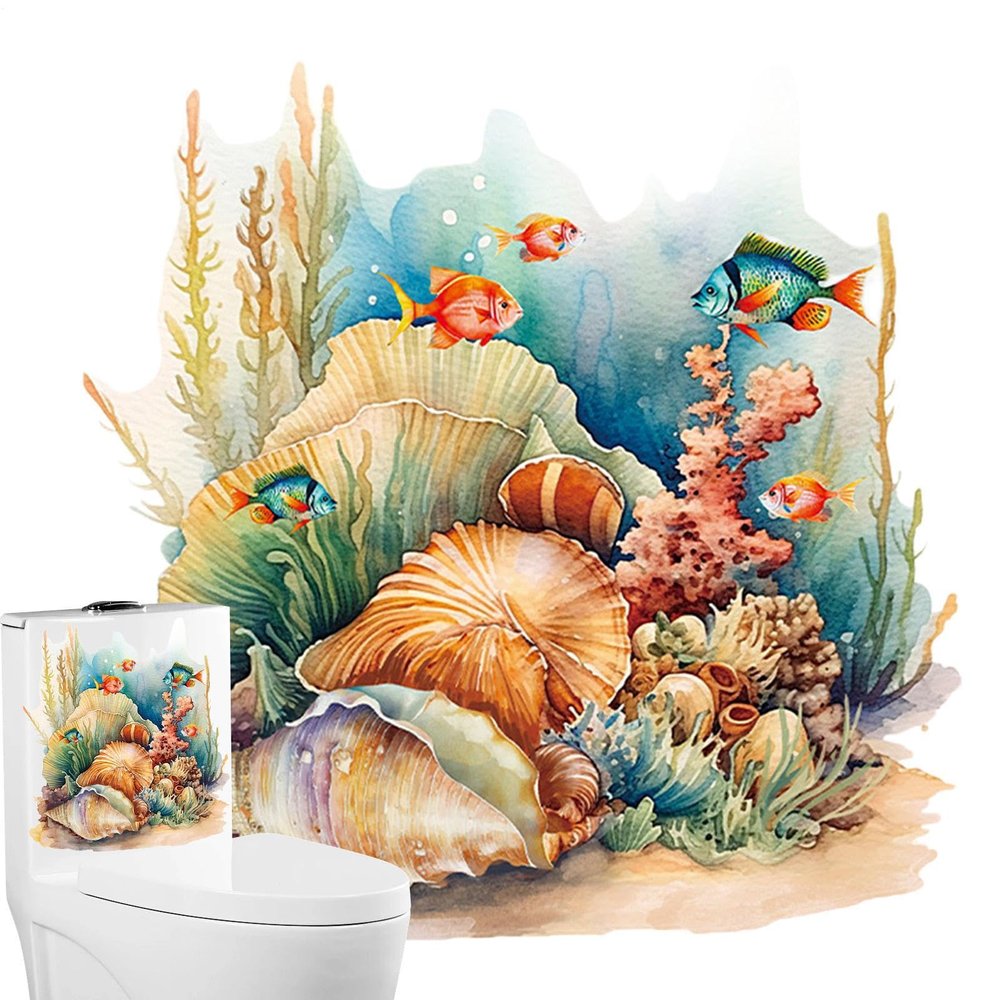 Toilet Seat Sticker - Coral Fish Pattern