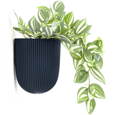KONZEPT Wall-Mounted Flower Pot, 14.6 cm, Matte Ribbed Hanging Pot, 2.1 L, Anthracite