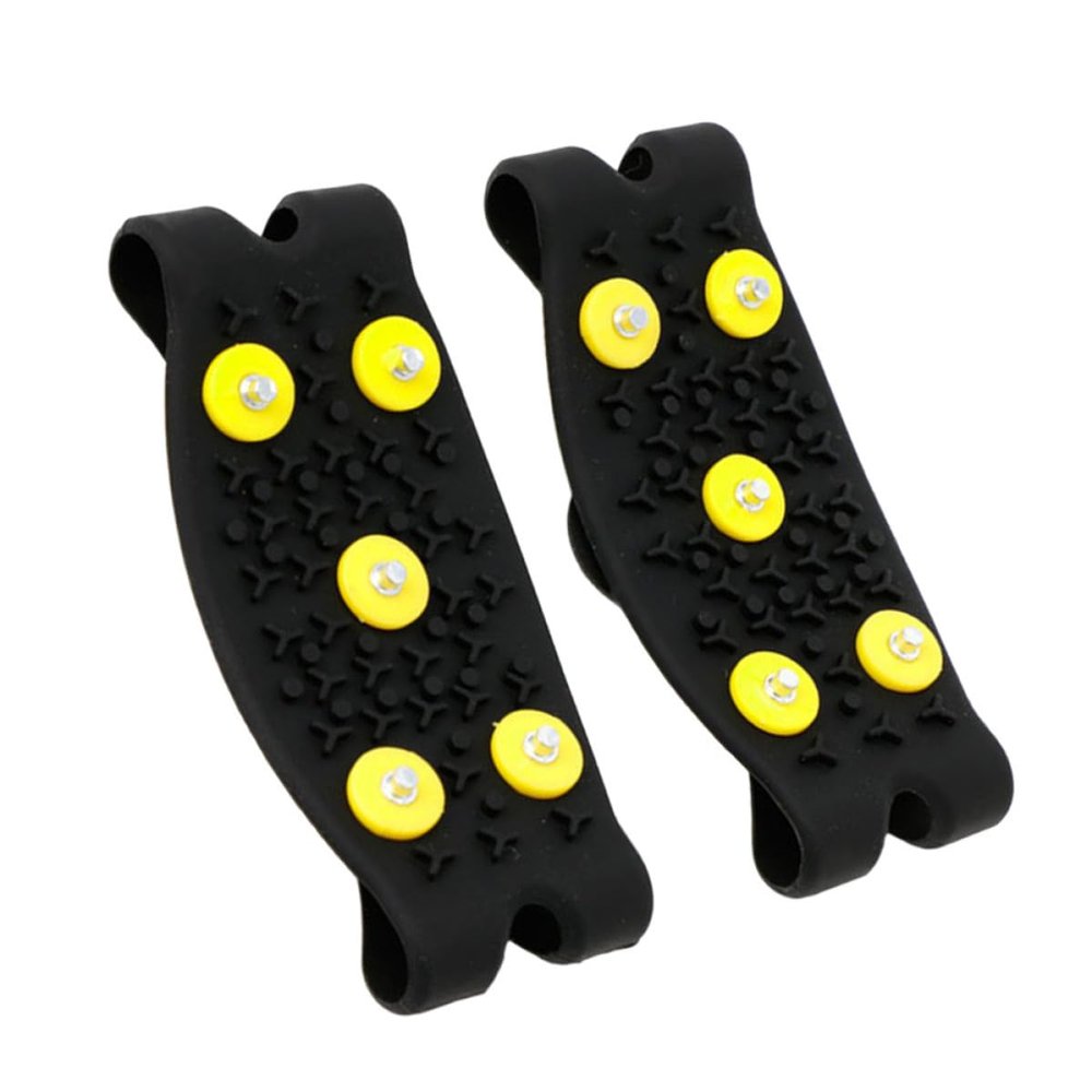DRESSOOS Anti-Slip Shoe Crampons, Five Spikes, 2 Pairs, Black
