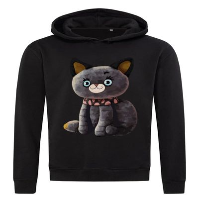 Ses Plush Cat Toy Hoodie, Cotton Blend, Black, M