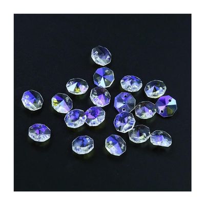 20-Piece K9 Crystal Octagon Beads, 2-Hole Faceted Glass Prism Chandelier Parts