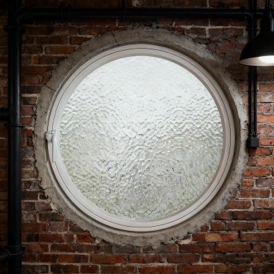 Round Casement Window with Tempered Glass and Aluminum Alloy Frame, 360° Rotatable