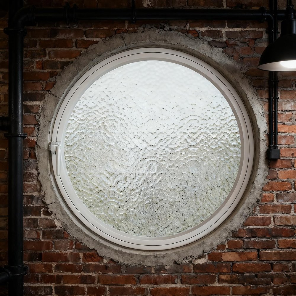 Round Casement Window with Tempered Glass and Aluminum Alloy Frame, 360° Rotatable
