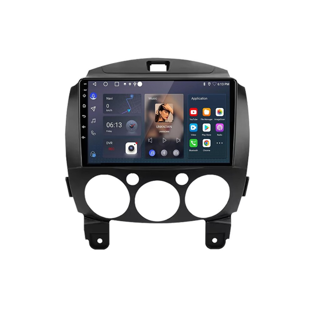 Double-DIN Car Navigation Stereo for Mazda 2 (2007–2014), Bluetooth/FM Radio, Mirror Link, USB/AUX, Wi-Fi, 8-Core, 4G+64G