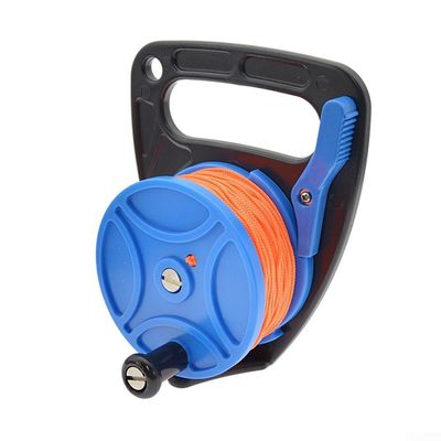 Underwater Diving Reel with 83 m Nylon Line, Stainless Steel Clip, Thumb Stopper and Sturdy Handle, Blue