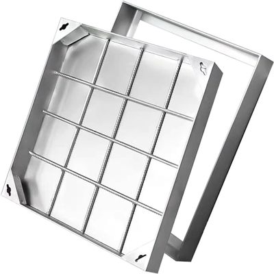 Heavy-Duty Invisible Stainless Steel Recessed Manhole Cover Frame, Silver, Multiple Sizes, 5/8 cm Height (40 x 40 x 8 cm)