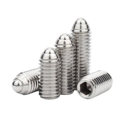 Ball Plunger Screws, 304 Stainless Steel Hex Socket Spring Ball Set, 10-Piece, Silver, Various Sizes (40 mm–M6)